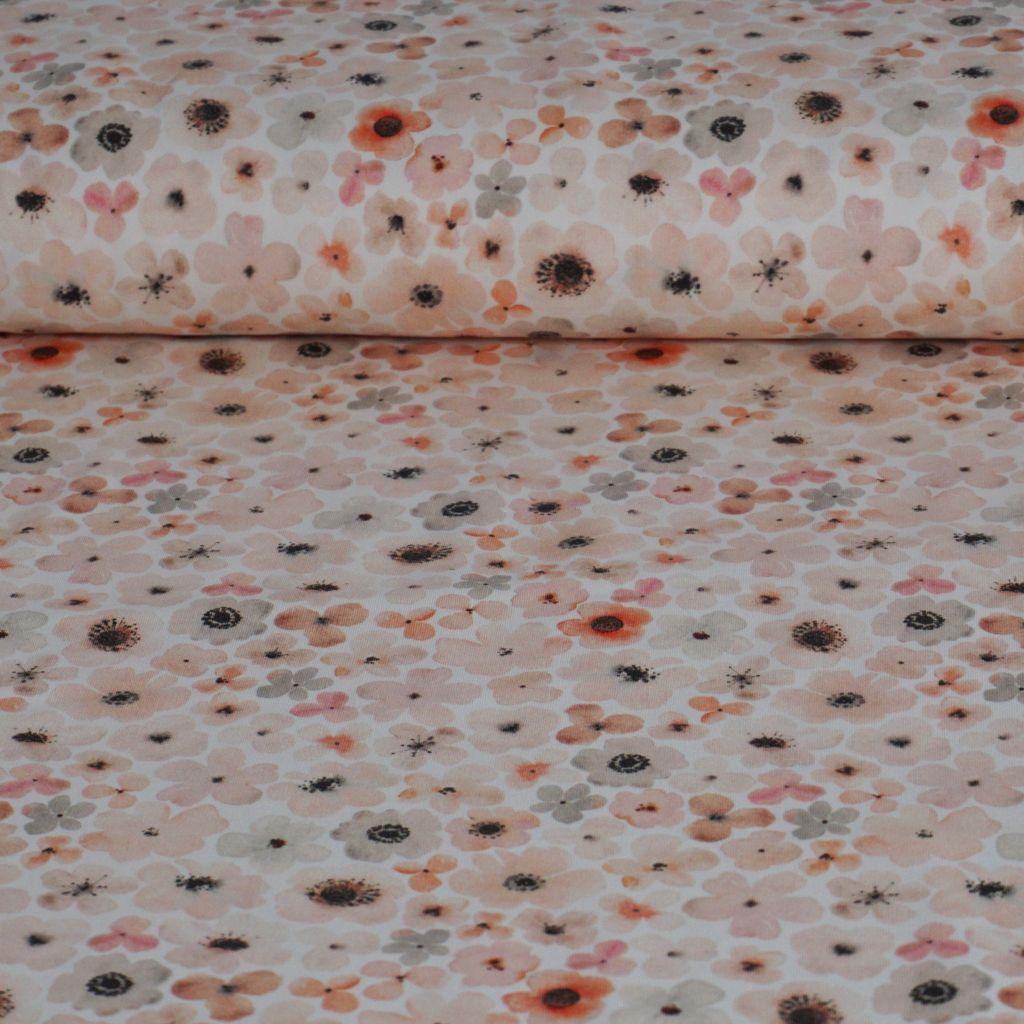 Preview: French Terry Blütenblätter rosa apricot - Bio